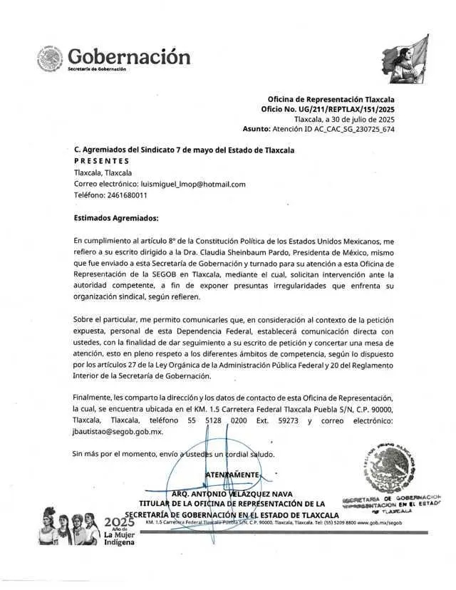 Gobierno federal intervendrá en el conflicto del 7 de Mayo; ya asignaron número de folio